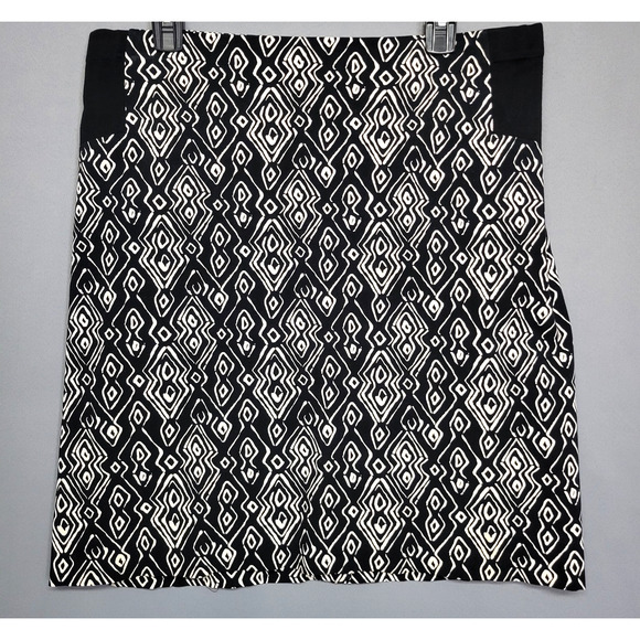 Chicos A-line Skirt Womens 1.5 US 10 Black Geometric Zip Aztec Boho Retro Mod - Picture 1 of 10